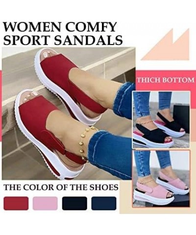 Women Sandals Peep Toe Wedge Shoes Women Buckle Flats Platform Flock Female Ladies Shoes Hoop Loop 35 Blue $20.64 Sandals