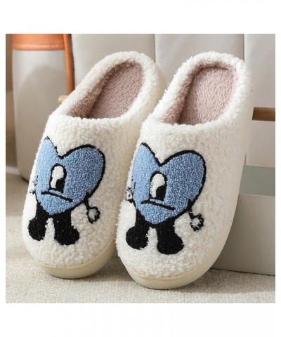 2 Pairs of Cute Cartoon Heart-Shaped Embroidered Slippers Winter Warm Indoor Bedroom Shoes Anti Slip Winter Warm Household Ca...