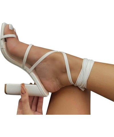 Block Heel Sandals for Women 2 Inch, Women's Open Toe Ankle Strap Chunky Block High Heel Sandals Dress Platform Shoes White $...