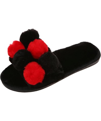 Dress House Slippers Women Men Classic Winter Home Cotton Slides Christmas Antlers Print Plush Moccasins Shoes F-black $11.00...