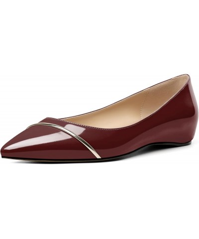 Flats Shoes Women Comfortable Pointed Toe Slip On Loafer Flats Pumps for Office Casual Dressy Patent Burgundy $19.79 Flats