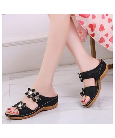 Flip Flops for Women Wedge Sandals for Women Summer Slip on Slipper Platform Sandals Comfortable Leather Mules Walking Wedge ...