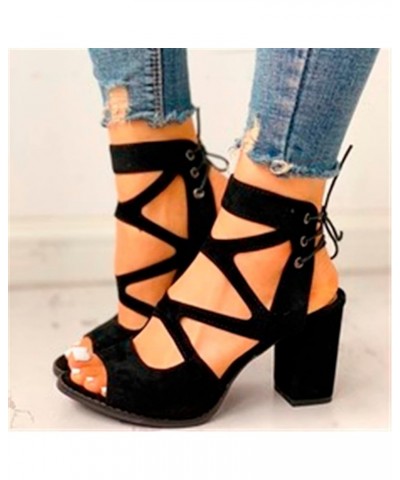 Women's Comfy Orthotic Sandals Shoes for Women, Peep Toe Cutout Zipper Chunky Heeled Sandals Breathable Summer H-black $18.04...