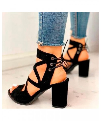 Women's Comfy Orthotic Sandals Shoes for Women, Peep Toe Cutout Zipper Chunky Heeled Sandals Breathable Summer H-black $18.04...