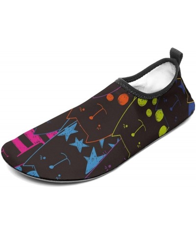 Cats with Lines Stars Dots Lightweight Water Shoes Socks Non Slip Shoes for Women Men Beach Swim River Style $14.57 Athletic ...