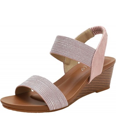 Women's Ankle Strap Flat Sandals, Women Sandals Peep Toe T Strap Bohemia Women Sandals Flats Flip Flops Beach Z 01-pink $15.6...