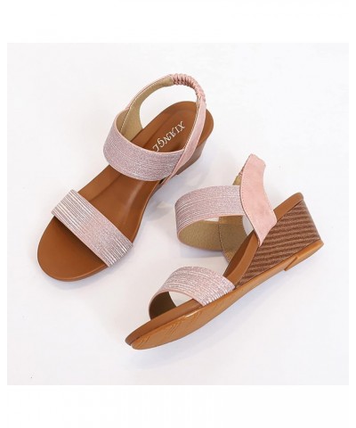 Women's Ankle Strap Flat Sandals, Women Sandals Peep Toe T Strap Bohemia Women Sandals Flats Flip Flops Beach Z 01-pink $15.6...