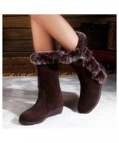 Boots for Women Ankle Booties With Zipper Womens Wellies Fashion Bow Snow Boots Brown $25.05 Boots