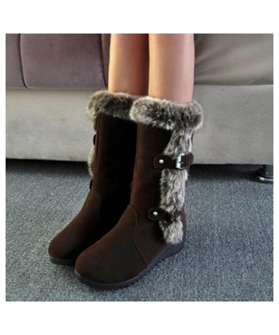 Boots for Women Ankle Booties With Zipper Womens Wellies Fashion Bow Snow Boots Brown $25.05 Boots