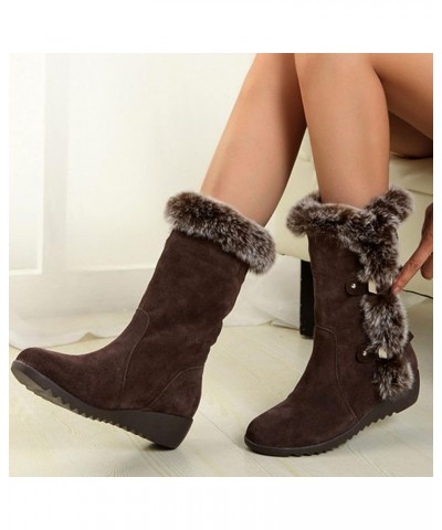 Boots for Women Ankle Booties With Zipper Womens Wellies Fashion Bow Snow Boots Brown $25.05 Boots