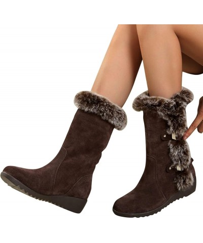 Boots for Women Ankle Booties With Zipper Womens Wellies Fashion Bow Snow Boots Brown $25.05 Boots