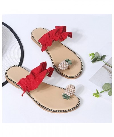 Thong Sandals for Women Wide, Womens Sandals Shoes Comfort Walking with Non Slip on Casual Summer Beach Shoes Z 02-red $13.90...