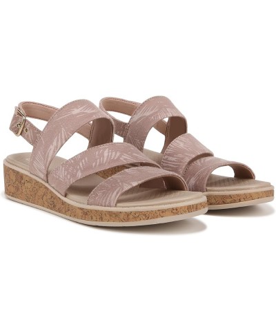 Women's Bravo Casual Strappy Wedge Sandals Biscotti Beige Fabric $23.12 Sandals