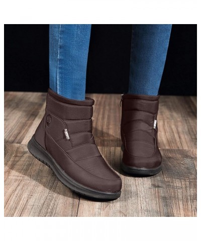 Cowgirl Boots for Women, Womens Flat Ankle Cold Weather Boots Toe Pull-On Round Soft Hiking Boots Warm Snow Shoes Brown $21.5...