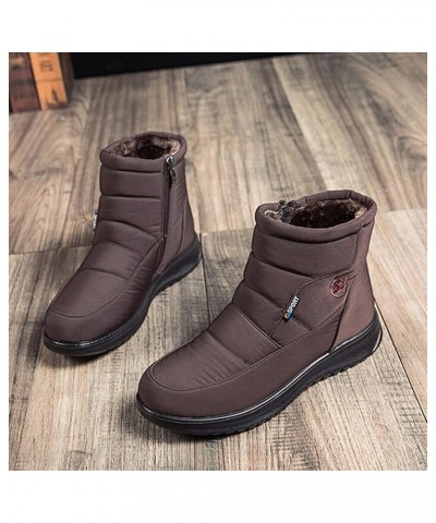 Cowgirl Boots for Women, Womens Flat Ankle Cold Weather Boots Toe Pull-On Round Soft Hiking Boots Warm Snow Shoes Brown $21.5...