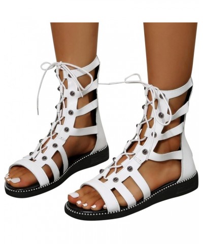 Black Strappy Sandals For Women Dressy Platform Women Sandal For Women Strappy Sandals For Women Strappy Sandals For W White-...