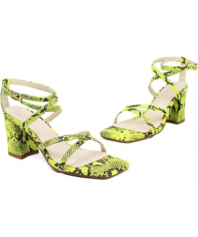 Women's Strappy Sandals Gladiator Heels with Block Heel Green $30.98 Sandals