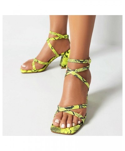 Women's Strappy Sandals Gladiator Heels with Block Heel Green $30.98 Sandals