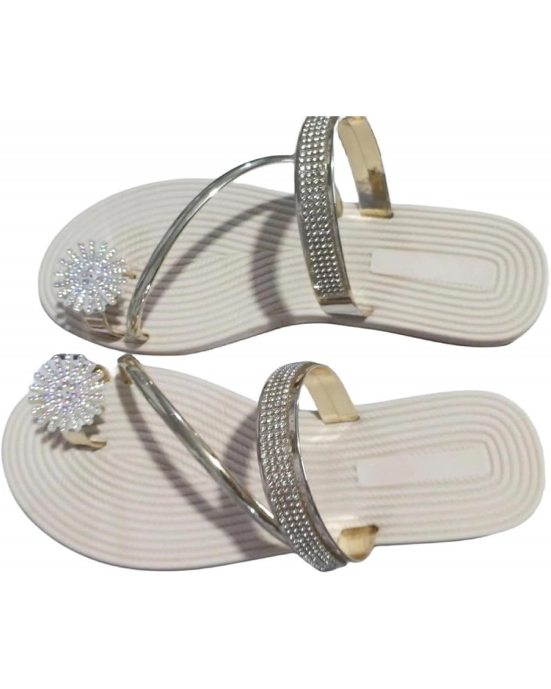 Shiny Flat Shoes Rhinestone Sandals,Ultra Comfortable Shiny gem Flats Women's Rhinestone Flat Sandals Champ Gold $14.99 Sandals