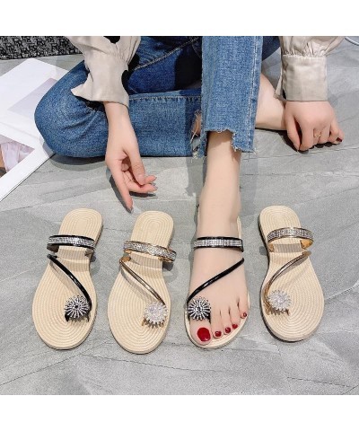 Shiny Flat Shoes Rhinestone Sandals,Ultra Comfortable Shiny gem Flats Women's Rhinestone Flat Sandals Champ Gold $14.99 Sandals