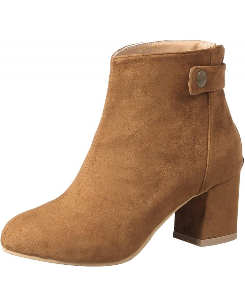 Women Office Ankle Boots Mens Block Heel Dress Chelsea Boots Brown $30.86 Boots