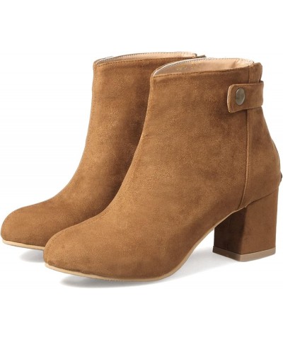 Women Office Ankle Boots Mens Block Heel Dress Chelsea Boots Brown $30.86 Boots