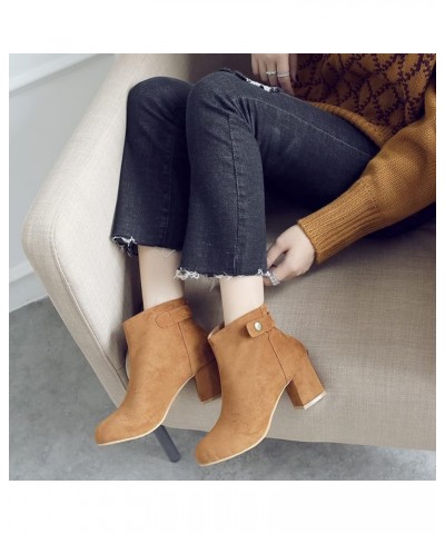 Women Office Ankle Boots Mens Block Heel Dress Chelsea Boots Brown $30.86 Boots