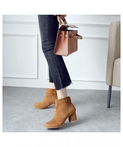 Women Office Ankle Boots Mens Block Heel Dress Chelsea Boots Brown $30.86 Boots