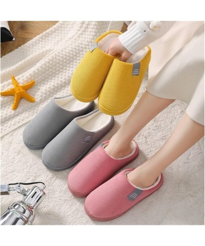 Men Stripe Cotton Slippers，Men's Slipper Solid Color Autumn and Winter Home Slipper for Men Warm Indoor Slides (Color : Yello...