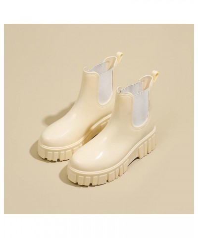 Snow Boots Women Non Slip Detachable With Cotton Inside Rain Boots Outdoor Rubber Water Shoes Mens Costume Boots Beige $23.11...