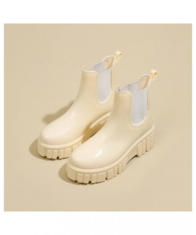 Snow Boots Women Non Slip Detachable With Cotton Inside Rain Boots Outdoor Rubber Water Shoes Mens Costume Boots Beige $23.11...