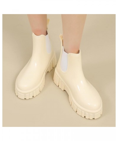 Snow Boots Women Non Slip Detachable With Cotton Inside Rain Boots Outdoor Rubber Water Shoes Mens Costume Boots Beige $23.11...