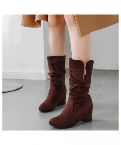 Womens Mid Calf Boots Chunky Heel Embroidered Vintage Cowgril Cowboy Western Knee High Boots A24-brown $20.24 Boots