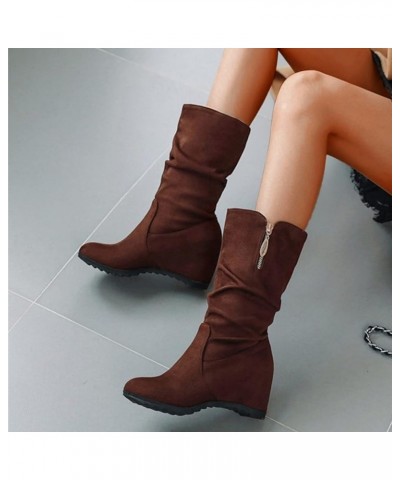 Womens Mid Calf Boots Chunky Heel Embroidered Vintage Cowgril Cowboy Western Knee High Boots A24-brown $20.24 Boots