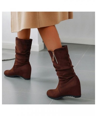 Womens Mid Calf Boots Chunky Heel Embroidered Vintage Cowgril Cowboy Western Knee High Boots A24-brown $20.24 Boots