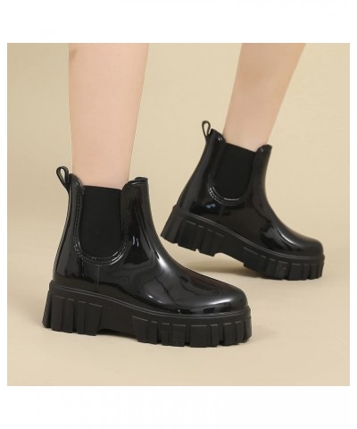 Snow Boots Women Non Slip Detachable With Cotton Inside Rain Boots Outdoor Rubber Water Shoes Mens Costume Boots Black $23.11...