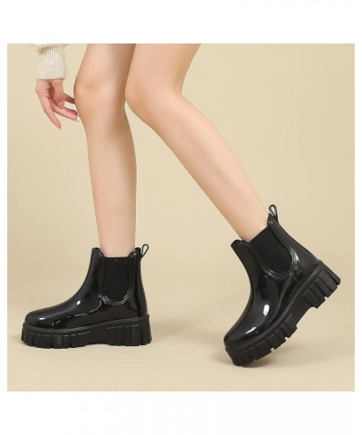 Snow Boots Women Non Slip Detachable With Cotton Inside Rain Boots Outdoor Rubber Water Shoes Mens Costume Boots Black $23.11...