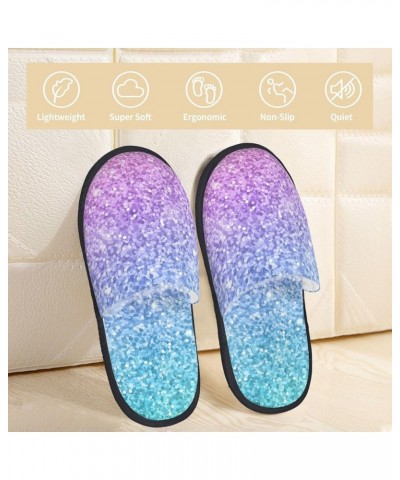 Purple Glitter Print Women'S Cozy Life No Slip Slippers Accessory- Multicolor Glitter $12.91 Slippers