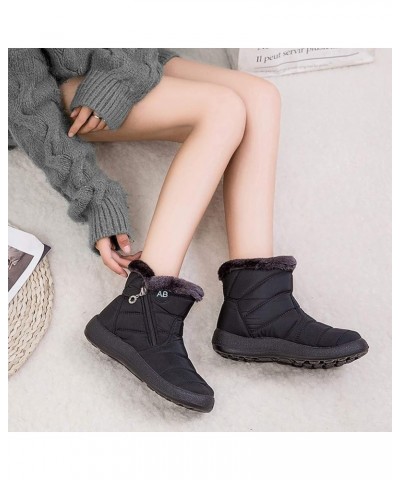 Black Winter Boots for Women Waterproof Women's Winter Warm Back Lace Up Leather Waterproof Snow Boots Black Winter Boots 8.5...