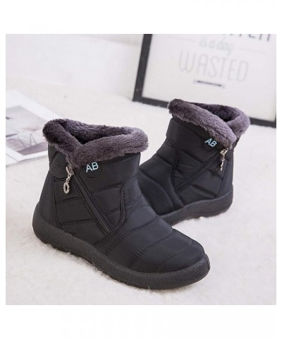 Black Winter Boots for Women Waterproof Women's Winter Warm Back Lace Up Leather Waterproof Snow Boots Black Winter Boots 8.5...