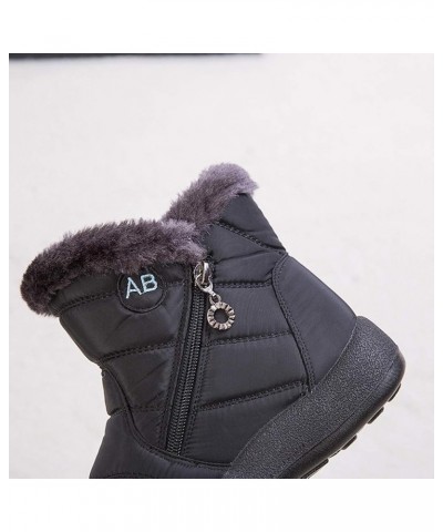 Black Winter Boots for Women Waterproof Women's Winter Warm Back Lace Up Leather Waterproof Snow Boots Black Winter Boots 8.5...