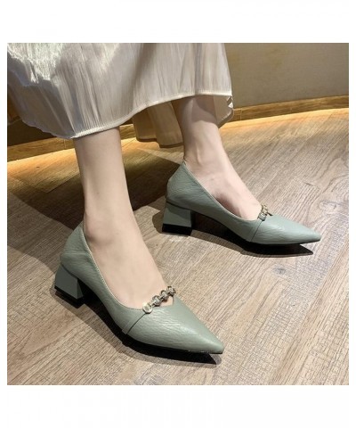 Pumps for Womens' Fashion Elegant Slim Solid PU Leather Closed Pointed Toe Mid Heels Office Shoe Creamy-white $21.44 Pumps