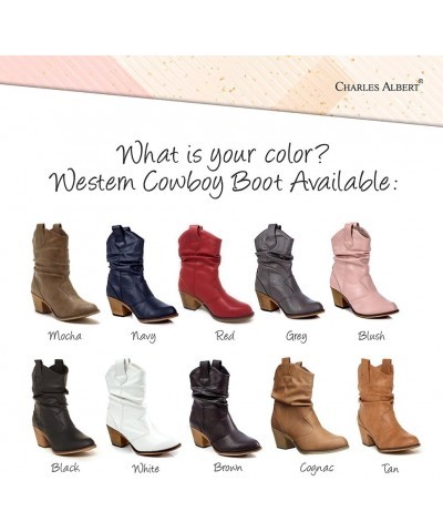 Women's Modern Western Cowboy Distressed Boot with Pull-Up Tabs Mocha $22.92 Boots