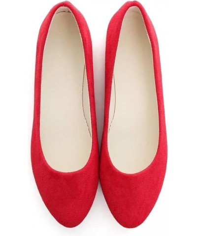 Women's Cute Round-Toe Flat Ballet Shoes Comfortable Dress Shoes for Walking Red $9.37 Flats