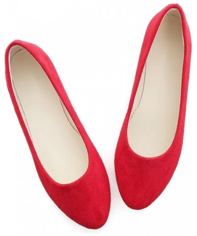 Women's Cute Round-Toe Flat Ballet Shoes Comfortable Dress Shoes for Walking Red $9.37 Flats