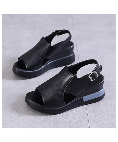 Women Platform Sandals Blue Wedges Boots For Women Platform Women Sandals For Men Party Women'S Chunky Heels Open Toe Black-e...