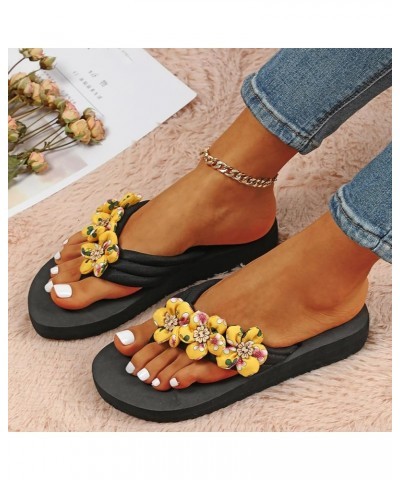 Women Beach Summer Casual Flip Flop Sandals Memory Foam Slides Hiking Sandals Slides For Women'S Sandals Cute Beach Sa E-yell...