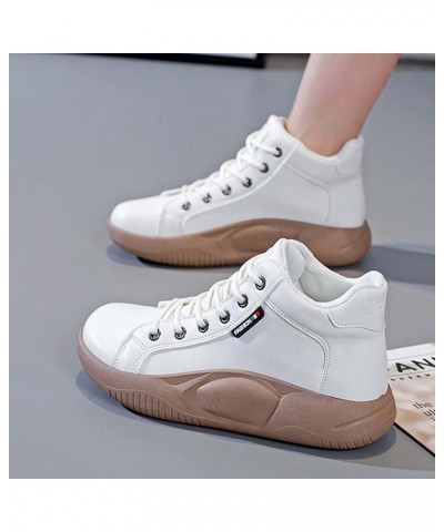 Women Leather Arch Support Walking Shoes 2022 Women's Winter New Korean Lace Up High Top Plush Warm Sport Shoes 6.5 B $22.61 ...