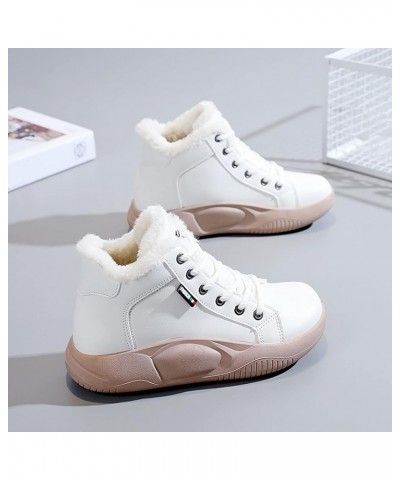 Women Leather Arch Support Walking Shoes 2022 Women's Winter New Korean Lace Up High Top Plush Warm Sport Shoes 6.5 B $22.61 ...