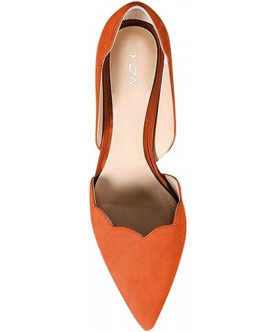 Women's Classic Pointy Toe Kitten Pumps Slip-on Suede Low Heel D'Orsay Shoes Formal Orange $39.26 Pumps